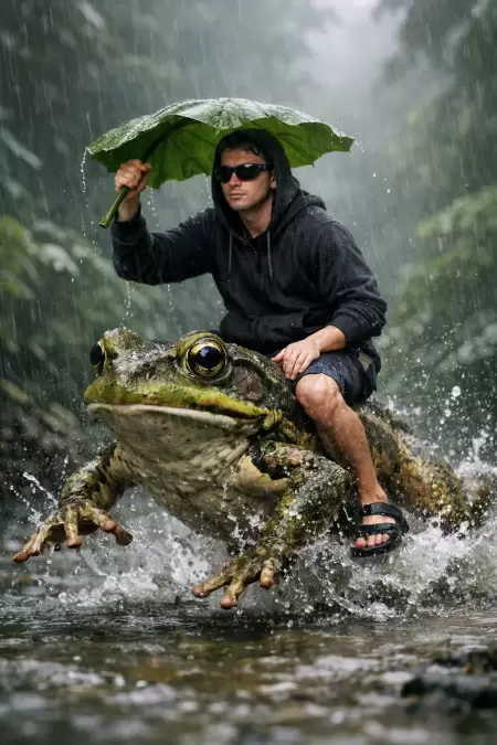 Jungle Frog Rider Rain Adventure