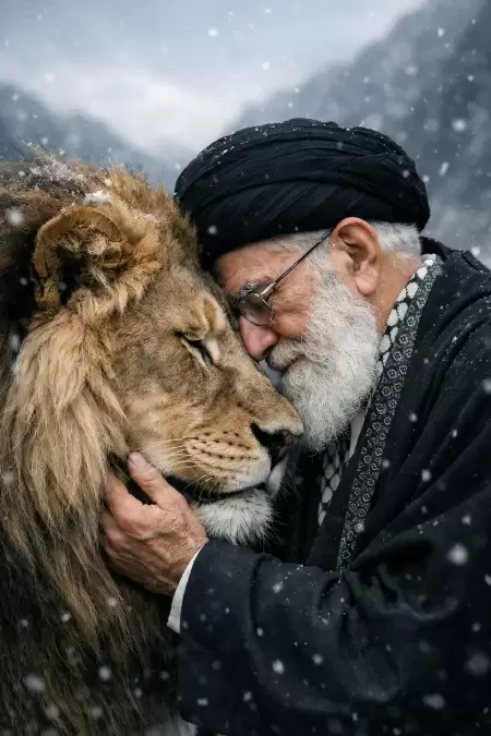 Elderly Turbaned Man Lion Connection