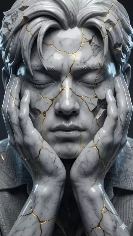 Kintsugi Marble Portrait of Sorrow