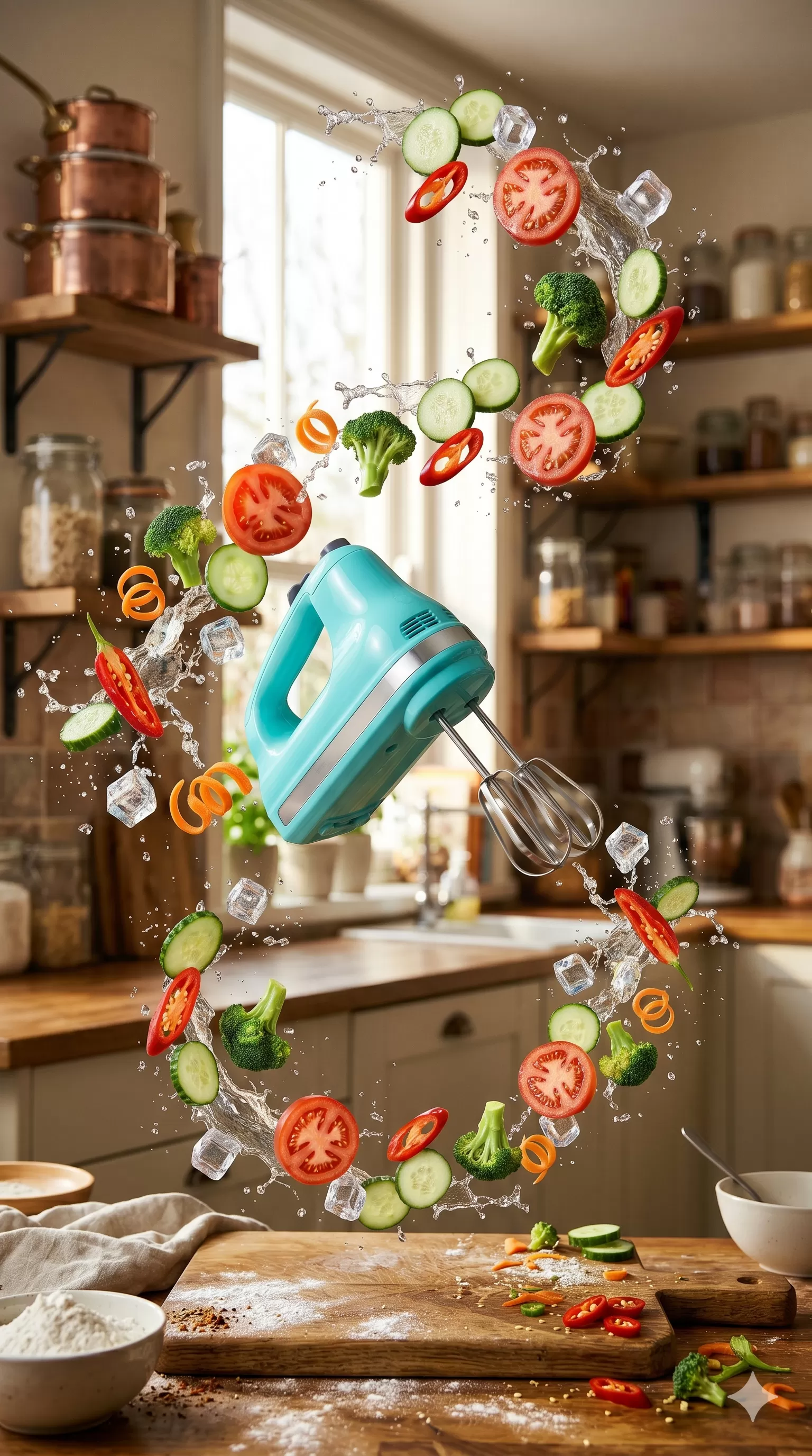 Vibrant Floating Kitchen Ingredients