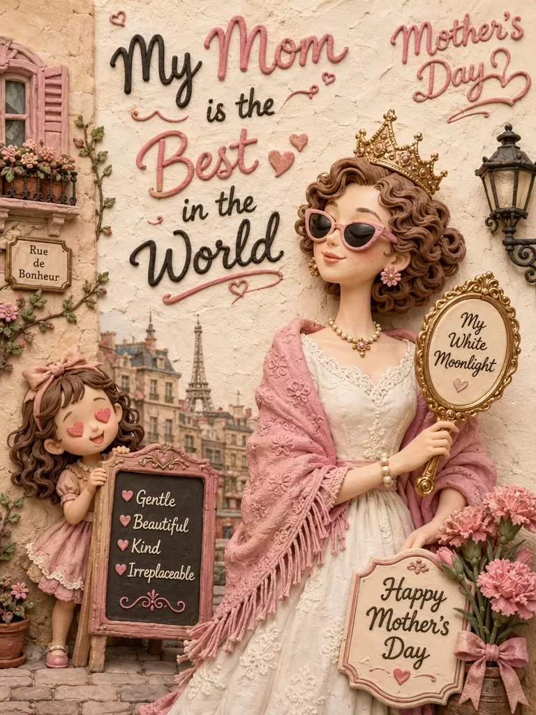 Vintage Clay Style Mother Magic AI Görseli