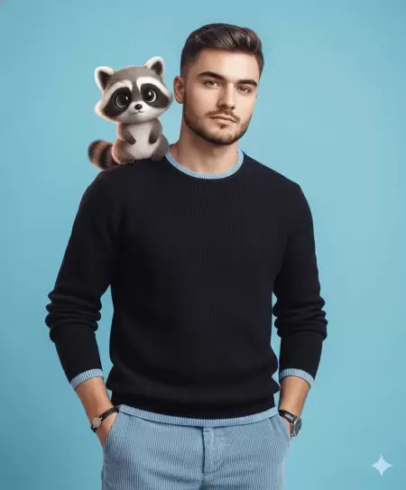 Erkek His Raccoon Companion