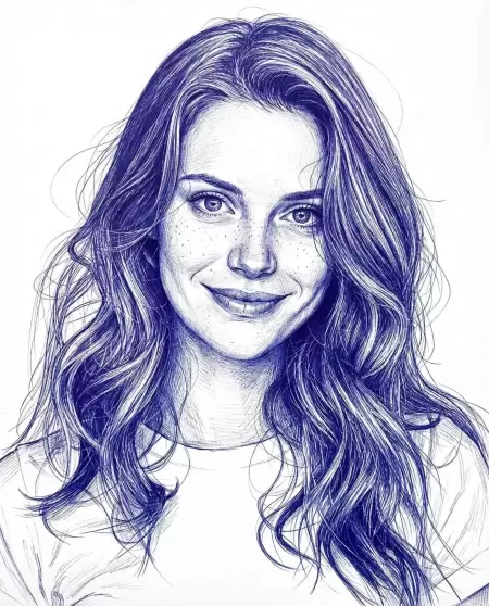 Mavi Ballpoint Portre