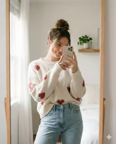 Cozy Morning Mirror Selfie